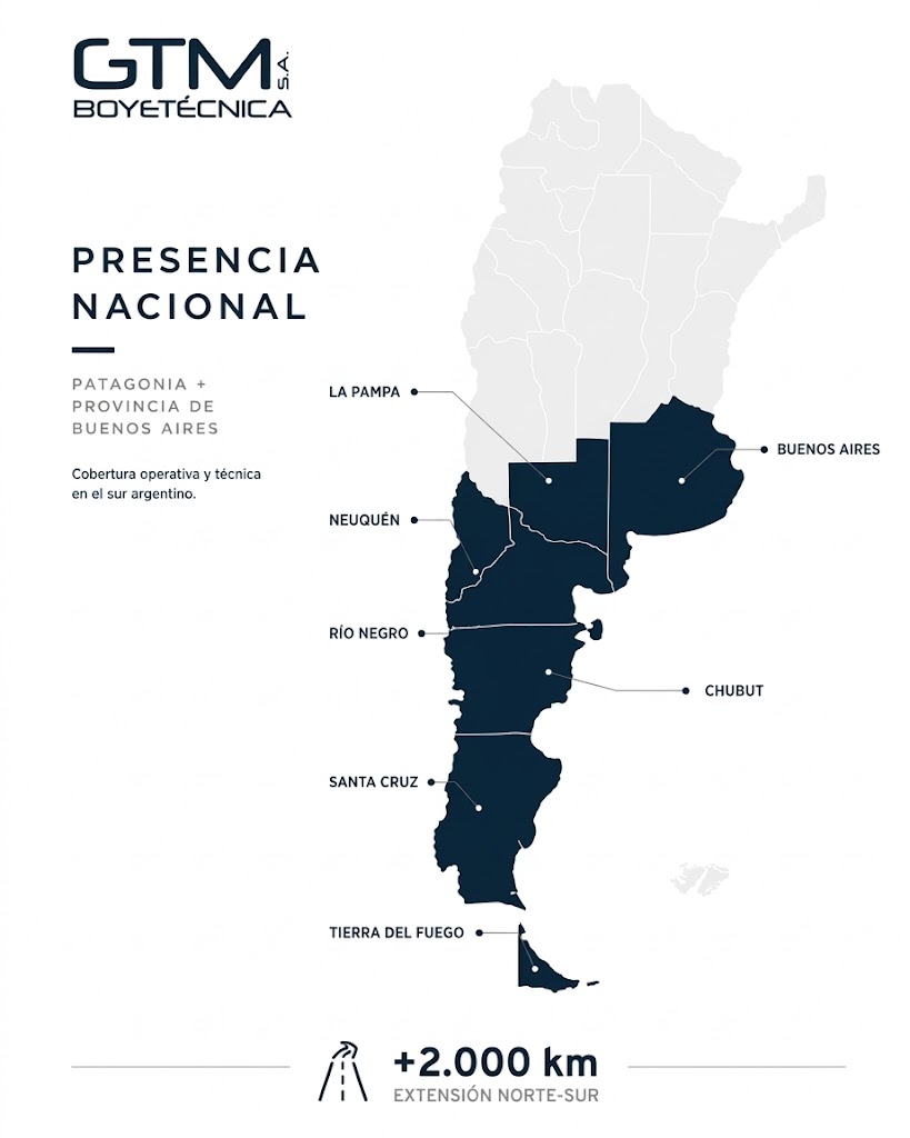 Mapa de cobertura geográfica GTM — Patagonia Argentina